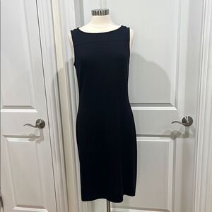 St. John Collection 70% Wool Knit Sheath Dress Size 12 Black (read description)